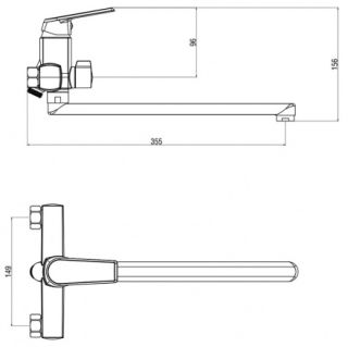 Смеситель для ванны/душа OneLife P02-218cr полимерный